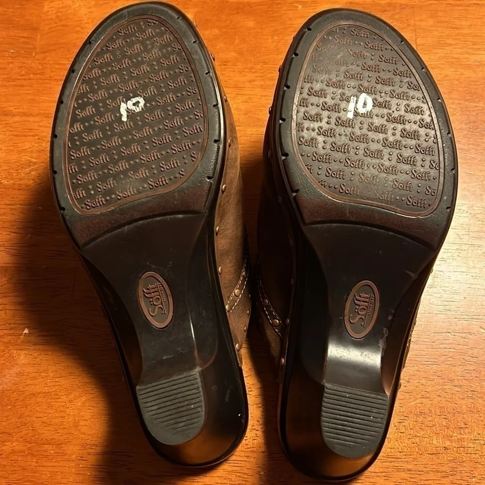 Sofft Langston Caramelo Leather Studded Distressed Slip On Clogs Mules Size 7.5 - Picture 7 of 12